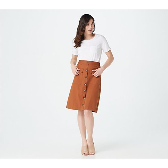 Vintage 70s‎ Du Jour Utility A-Line Skirt Women Size M Copper Elastic Waist Fall - Picture 5 of 7